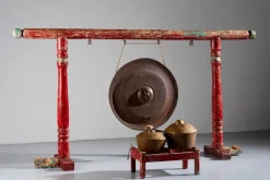 Pamono Indonesian Traditional Gong and Bonang, 1800s, Set of 2> Garden Accessories