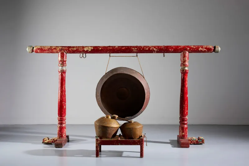 Pamono Indonesian Traditional Gong and Bonang, 1800s, Set of 2> Garden Accessories