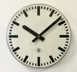 Pamono Industrial Acrylic Glass Station Wall Clock from Tn, 1960s> Clocks