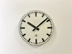 Pamono Industrial Acrylic Glass Station Wall Clock from Tn, 1960s><noscript><img width=