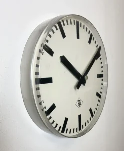 Pamono Industrial Acrylic Glass Station Wall Clock from Tn, 1960s><noscript><img width=