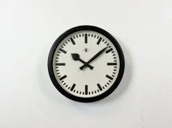 Sale Pamono Industrial Black Bakelite Station Wall Clock from TN, 1940s