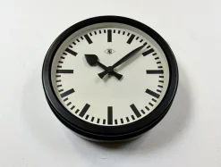 Sale Pamono Industrial Black Bakelite Station Wall Clock from TN, 1940s
