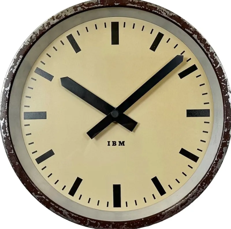 Clearance Pamono Industrial Brown Factory Wall Clock from IBM, 1950s