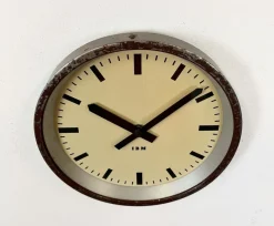 Clearance Pamono Industrial Brown Factory Wall Clock from IBM, 1950s