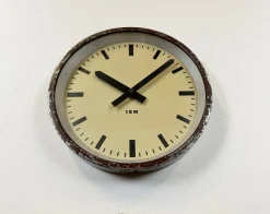 Clearance Pamono Industrial Brown Factory Wall Clock from IBM, 1950s
