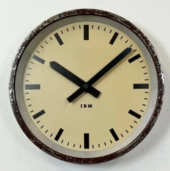 Clearance Pamono Industrial Brown Factory Wall Clock from IBM, 1950s
