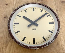 Clearance Pamono Industrial Brown Factory Wall Clock from IBM, 1950s