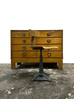 Sale Pamono Industrial Factory Machinist Sewing Chairs from Simanco, 1940s, Set of 3