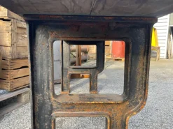 Pamono Industrial Factory Workbench in Cast Iron and Wood Top, 1955><noscript><img width=