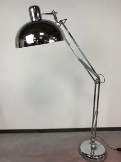 Pamono Industrial Floor Chrome Lamp, 1980s><noscript><img width=