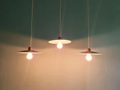 Pamono Industrial Green Pendant Lights, 1940s, Set of 3