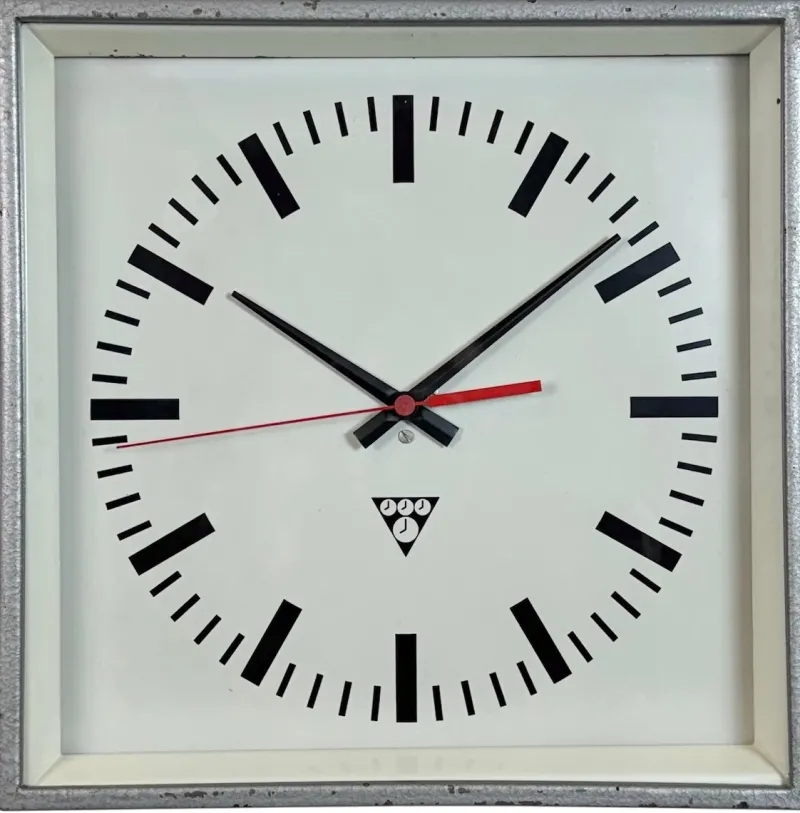 Hot Pamono Industrial Grey Square Wall Clock from Pragotron, 1980s