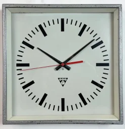 Hot Pamono Industrial Grey Square Wall Clock from Pragotron, 1980s