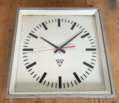 Hot Pamono Industrial Grey Square Wall Clock from Pragotron, 1980s