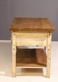Pamono Industrial Iron Kitchen Table, Former Czechoslovakia, 1950s><noscript><img width=
