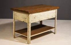 Pamono Industrial Iron Kitchen Table, Former Czechoslovakia, 1950s><noscript><img width=