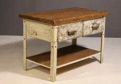 Pamono Industrial Iron Kitchen Table, Former Czechoslovakia, 1950s><noscript><img width=