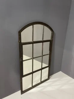 Pamono Industrial Iron Mirror with Patina, Czechoslovakia, 1960s><noscript><img width=