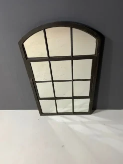 Pamono Industrial Iron Mirror with Patina, Czechoslovakia, 1960s><noscript><img width=