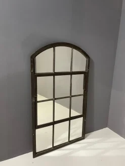 Pamono Industrial Iron Mirror with Patina, Czechoslovakia, 1960s><noscript><img width=
