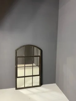 Pamono Industrial Iron Mirror with Patina, Czechoslovakia, 1960s><noscript><img width=