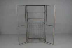 Sale Pamono Industrial Lockable Metal Wine Cabinet with Space for 64 Wine Bottles, 1960s
