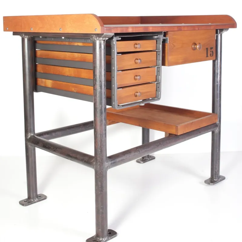Clearance Pamono Industrial Mahogany Desk Work Table, Former Czechoslovakia, 1960s