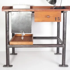 Clearance Pamono Industrial Mahogany Desk Work Table, Former Czechoslovakia, 1960s
