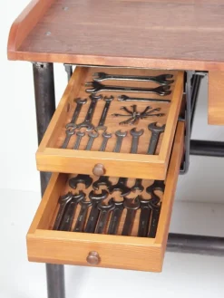 Clearance Pamono Industrial Mahogany Desk Work Table, Former Czechoslovakia, 1960s