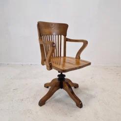 New Pamono Industrial Oak Swivel Chair, 1900s