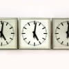Pamono Industrial Square Railway Clocks from Pragotron, 1980s, Set of 3