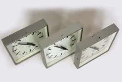 Pamono Industrial Square Railway Clocks from Pragotron, 1980s, Set of 3