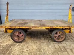 Outlet Pamono Industrial Transport Cart in Cast Iron and Wood