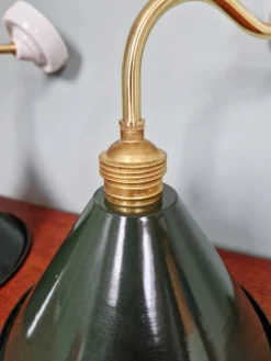 Pamono Industrial Wall Lights in Brass and Green Enamelled Sheet Metal, 1950s, Set of 2