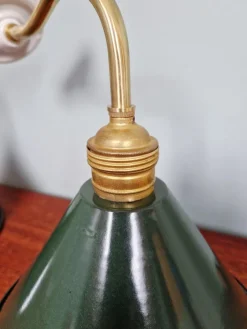 Pamono Industrial Wall Lights in Brass and Green Enamelled Sheet Metal, 1950s, Set of 2