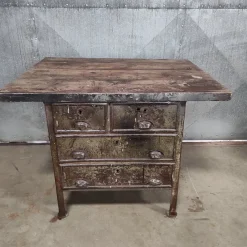 Pamono Industrial Workbench in Metal & Wood> Worktables & Workbenches
