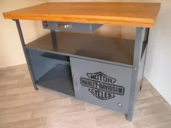 Pamono Industrial Workbench with Harley Davidson Airbrush> Worktables & Workbenches