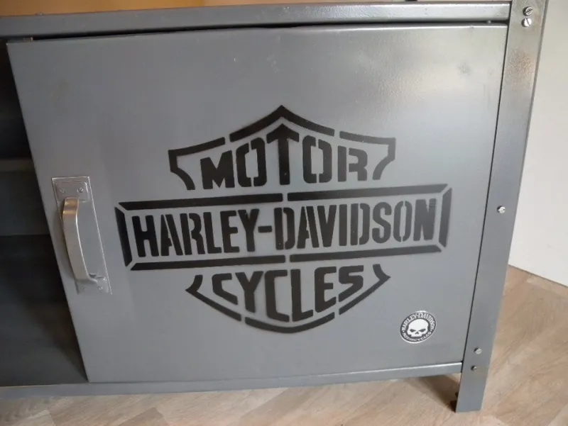Pamono Industrial Workbench with Harley Davidson Airbrush> Worktables & Workbenches