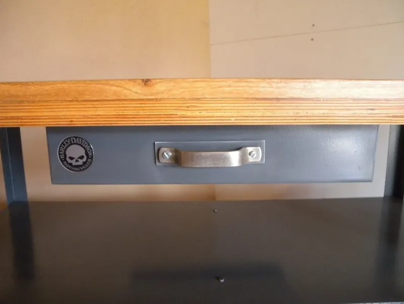Pamono Industrial Workbench with Harley Davidson Airbrush> Worktables & Workbenches