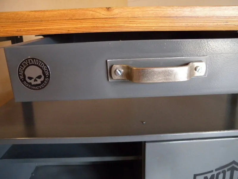 Pamono Industrial Workbench with Harley Davidson Airbrush> Worktables & Workbenches