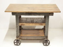 New Pamono Industrial Worktable on Wheels, Former Czechoslovakia, 1960s