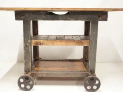 New Pamono Industrial Worktable on Wheels, Former Czechoslovakia, 1960s