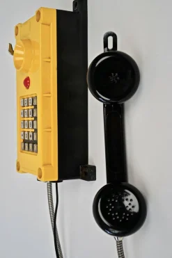 Pamono Industry Wall Mount Telephones in Bright Yellow from Tesla, 2004, Set of 2><noscript><img width=