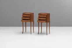 Pamono Inlaid Bedside Tables, 1950s, Set of 2><noscript><img width=