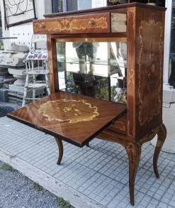 Sale Pamono Inlaid Wood and Glass Secretaire, 1970s