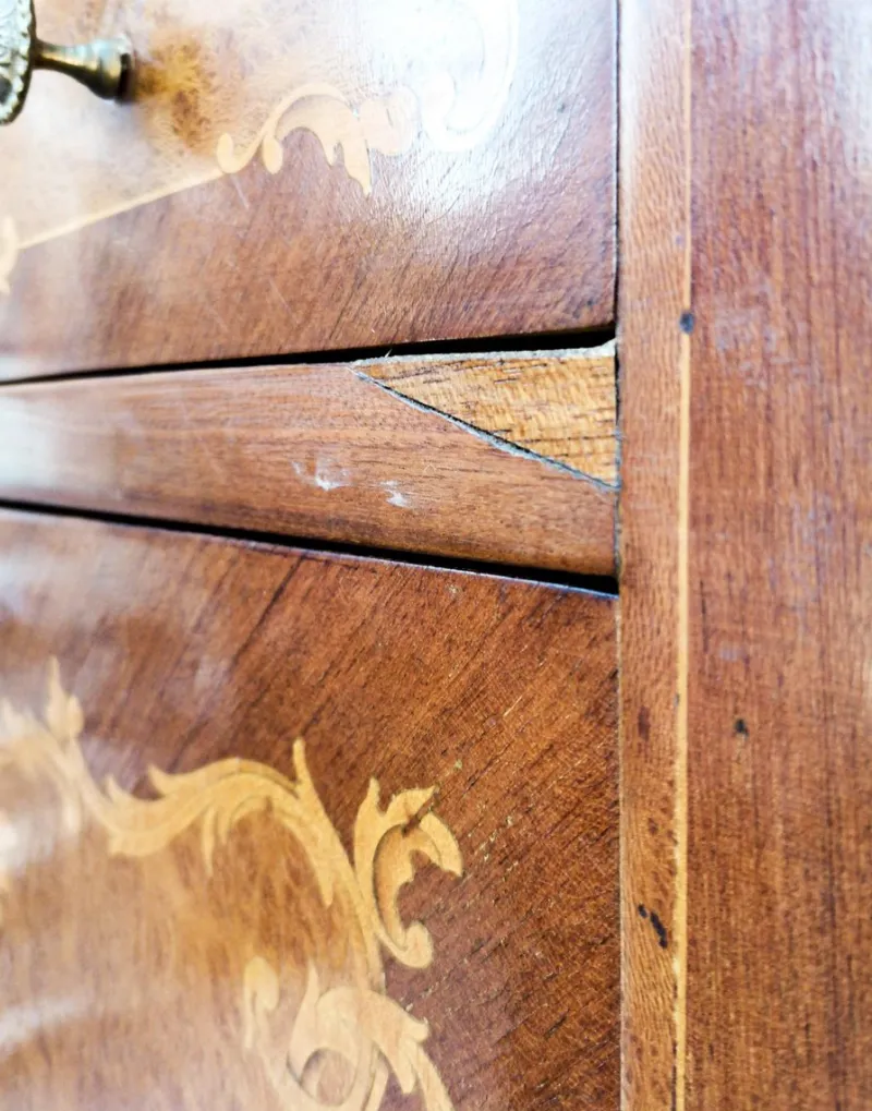 Sale Pamono Inlaid Wood and Glass Secretaire, 1970s