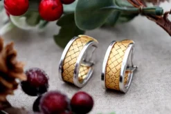 Pamono Interlaced 2-Tone 18 Karat Gold Earrings in with Omega Clasps, Set of 2><noscript><img width=