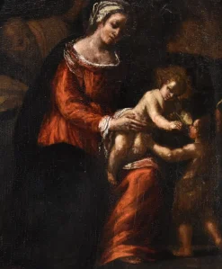 Pamono Ippolito Scarsella, Holy Family with St John, 1600, Oil on Board, Framed><noscript><img width=