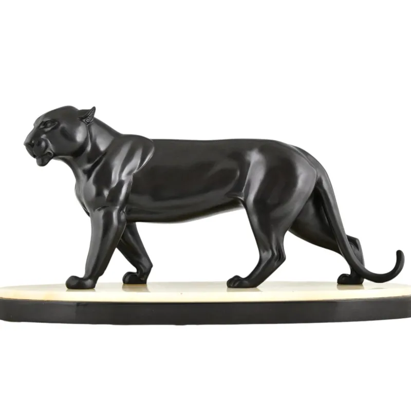 Pamono Irenee Rochard, Art Deco Panther Sculpture, 1930s, Bronze> Art Deco|Sculpture